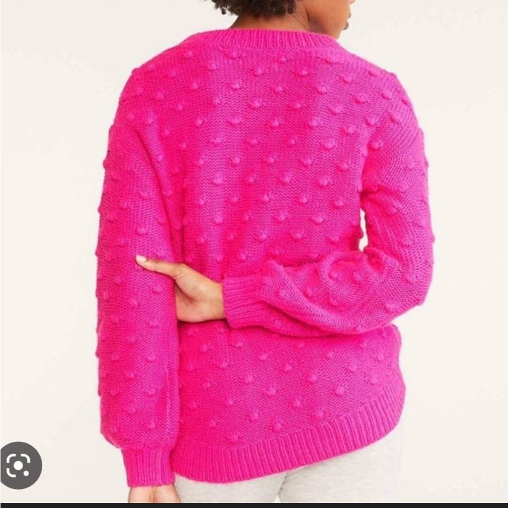 Lou & Grey Sweater - fuchsia pink oversized Pom textured crew neck - Picture 2 of 10